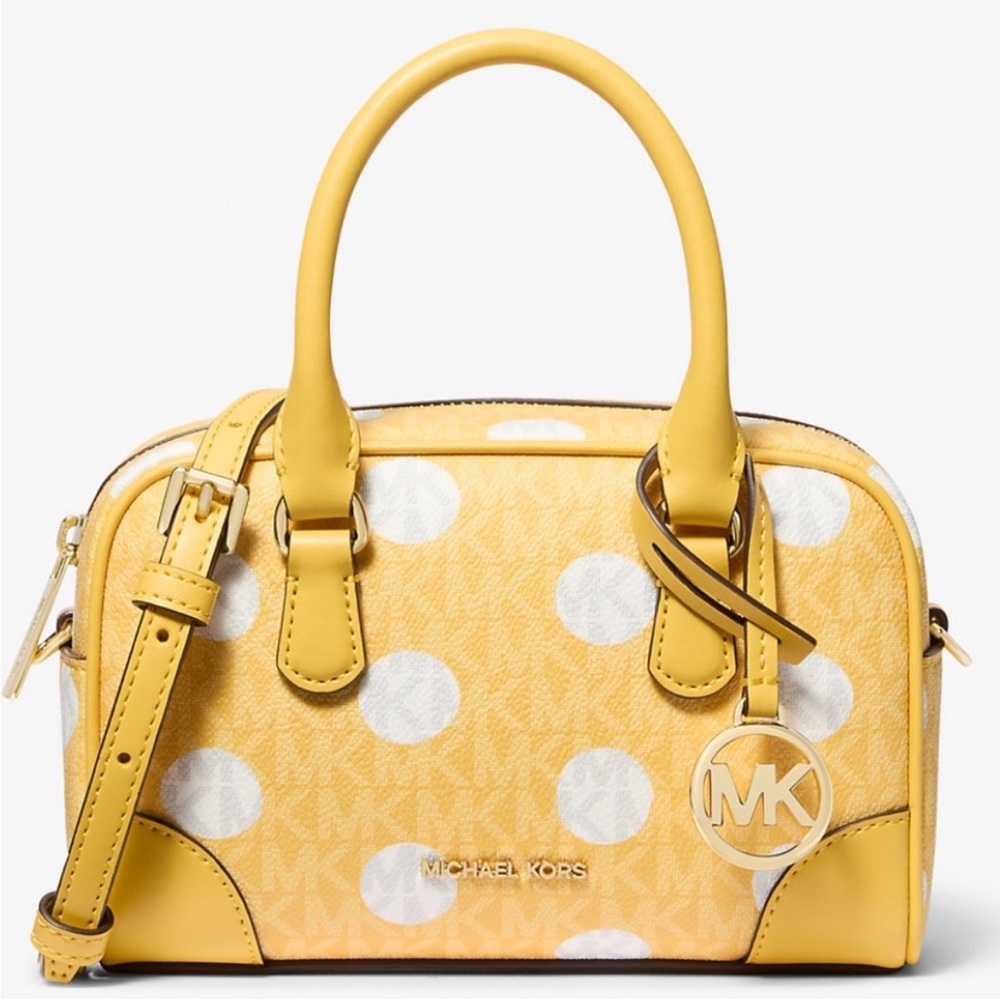 Michael Kors Thompson Extra-Small Polka Dot Signature Logo Satchel Daisy Yellow